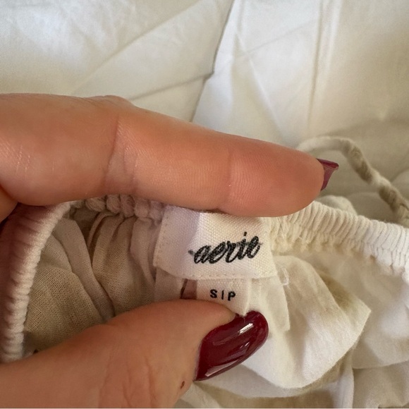 Aerie Maxi Sun Dress Tiered S White Nude‎ Tie Dye  Cotton Lined Vacation Coastal - Picture 9 of 13